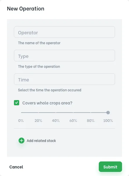 AgriSo app screen – Operations